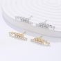 Fashion Shell Pearls CZ Doule Layers Lines 925 Sterling Silver Stud Earrings