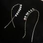 Elegant Round CZ Tassels 925 Sterling Silver Thread Dangling Earrings