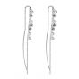 Elegant Round CZ Tassels 925 Sterling Silver Thread Dangling Earrings