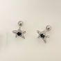 New White Black Epoxy Irregular CZ Stars 925 Sterling Silver Stud Earrings