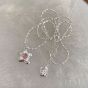 Sweet Pink CZ Star Flower 925 Sterling Silver Necklace