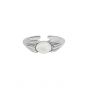 Simple White Shell Stone 925 Sterling Silver Adjustable Ring