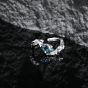 Elegant Blue Waterdrop CZ Irregular 925 Sterling Silver Adjustable Ring