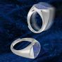 New Natural Lapis Lazuli Shell Round Earth Planet 925 Sterling Silver Adjustable Ring