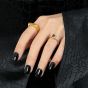 Elegant Black CZ Baguette Geometry 925 Sterling Silver Adjustable Ring