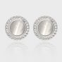 New Twisted Border Round Created Cat's Eye 925 Sterling Silver Stud Earrings