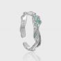 Fashion Irregular Green Epoxy River 925 Sterling Silver Adjustable Ring