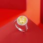 Geometry Yellow Baguette High carbon CZ 925 Sterling Silver Adjustable Ring