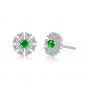 Women Round Natural Green Jade CZ Snowflake 925 Sterling Silver Adjustable Ring