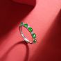 Elegant Natural Green Jade Round Beads CZ 925 Sterling Silver Adjustable Ring
