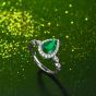 Party Waterdrop Created Green Jade CZ 925 Sterling Silver Adjustable Ring