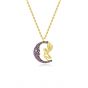 Party Purple CZ Crescent Moon Angel 925 Sterling Silver Necklace
