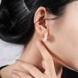 Women Round Shell Pearls 925 Sterling Silver Hoop Earrings