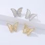 Beautiful White Shell CZ Border Butterfly 925 Sterling Silver Stud Earrings