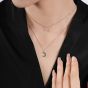 Fashion Double Layers CZ Crescent Moon Star 925 Sterling Silver Stacker Necklace