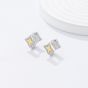Fashion Contrast Color Gold Star 925 Sterling Silver Square Leverback Earrings