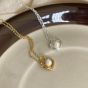 Gift Round Pearl in Hollow Heart 925 Sterling Silver Necklace
