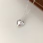 Honey Moon Green Pink Geometry CZ Heart 925 Sterling Silver Necklace
