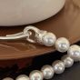 Women Elegant Round Shell Pearls 925 Sterling Silver Necklace