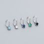 Minimalism Colorful Drop Round CZ 925 Sterling Silver Hoop Earrings