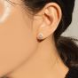 Women Four Claw Radiant CZ 925 Sterling Silver Stud Earrings