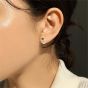 Elegant Gree CZ White Shell Heart 925 Sterling Silver Stud Earrings