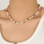 Resort Wind Colorful Stone of Natural Pearl 925 Sterling Silver Necklace