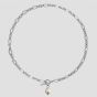 Simple Hollow Wave Oval Natural Pearl Chain 925 Sterling Silver Necklace
