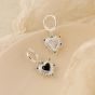 Fashion Black and white love heart CZ Colorful 925 Sterling Silver Dangling Earrings