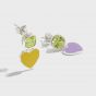Summer DIY Epoxy Color Colorful Heart CZ 925 Sterling Silver Dangling Earrings