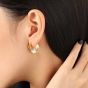 Women Irregular Thread Shell 925 Sterling Silver Hoop Earrings