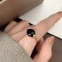 Elegant Black Oval Black Agate 925 Sterling Silver Adjustable Ring
