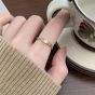 Office Simple Round CZ Irregular Wave  925 Sterling Silver Adjustable Ring