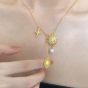 Women Shining CZ Sun Tassels Cross Shell Pearl 925 Sterling Silver Necklace