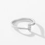 Simple Round CZ Lines Number 1 925 Sterling Silver Adjustable Ring