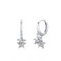 Girl Double Shining CZ Stars 925 Sterling Silver Hoop Earrings