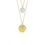 Hot Double Layers Gold Silver Irregular Round Irregular Coins 925 Sterling Silver Stacker Necklace