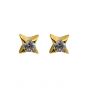 Simple Minimalism S925 Sterling Silver Four-Pointed Star CZ Screw Earrings Star Earrings Small Ear Gold Big