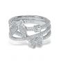 Beautiful Micro Setting CZ Butterfly Triple Layers Cross 925 Sterling Silver Ring