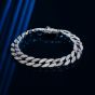Men's Elegent CZ Hollow Curb Chain 925 Sterling Silver Bracelet