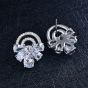Women CZ Semicircle Bow-Knot 925 Sterling Silver Stud Earrings