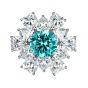 Beautiful 8mm Paraiba Emerald Created High Carbon Diamond CZ 925 Sterling Silver Ring