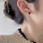 Lady Round Black Agate 925 Sterling Silver Hoop Earrings