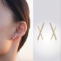 Casual CZ Letter X Shape 925 Sterling Silver Stud Earrings