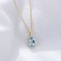 Women Oval Natural Blue Topaz 925 Sterling Silver Necklace