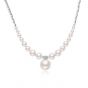 Anniversary Round Created Pearls Women CZ 925 Sterling Silver Necklace