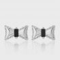 Girl Sweet Black CZ Bow-Knot 925 Sterling Silver Stud Earrings