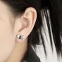 Girl Sweet Black CZ Bow-Knot 925 Sterling Silver Stud Earrings