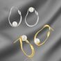 Modern Geometry Irregular Elliptic Shell Pearls 925 Sterling Silver Dangling Earrings