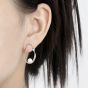 Modern Geometry Irregular Elliptic Shell Pearls 925 Sterling Silver Dangling Earrings